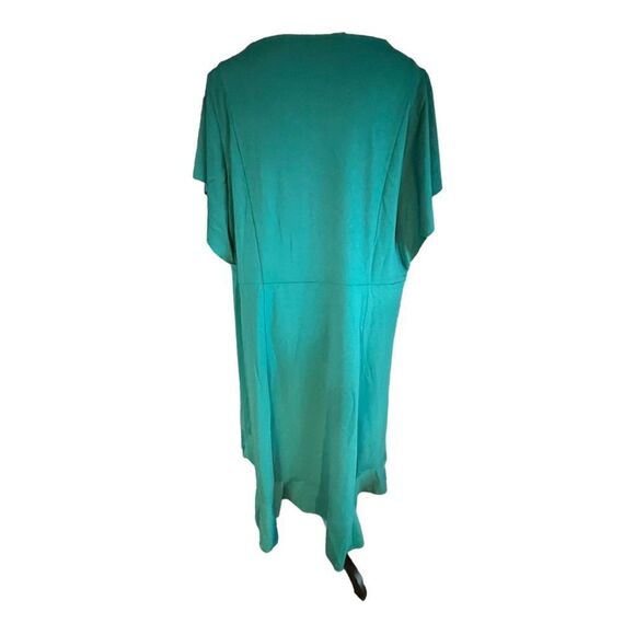 NWOT IssacMizeahive Long Swing Dress w/Ruffle Hem Sz 2XP Teal Green - Picture 3 of 10